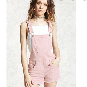 Forever 21 Distressed Short Overalls